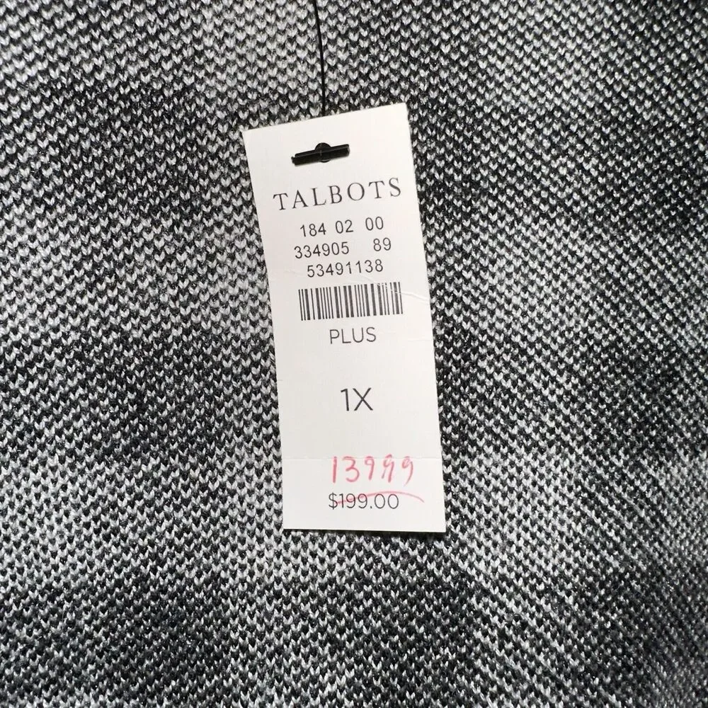 Talbots Buffalo Check Cardigan Sweater Women's Plus 1X NWT Plaid Wool Blend Open